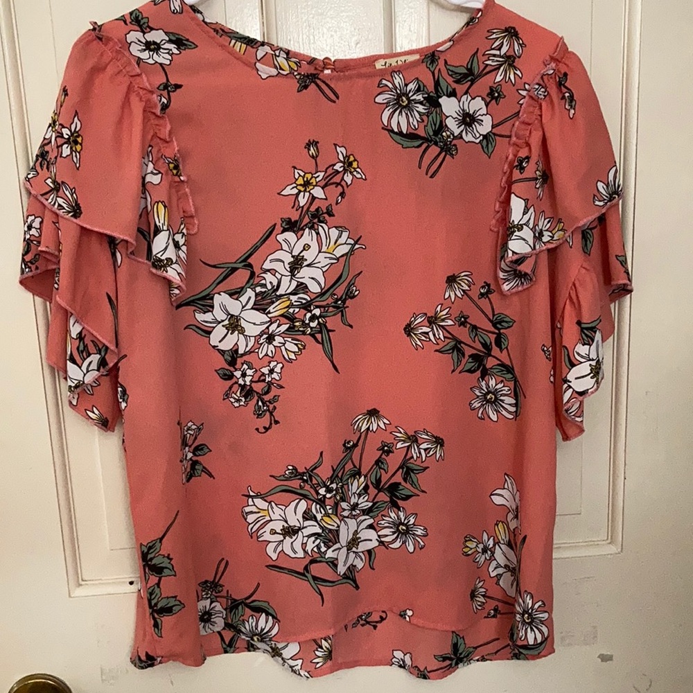 Pink floral blouse